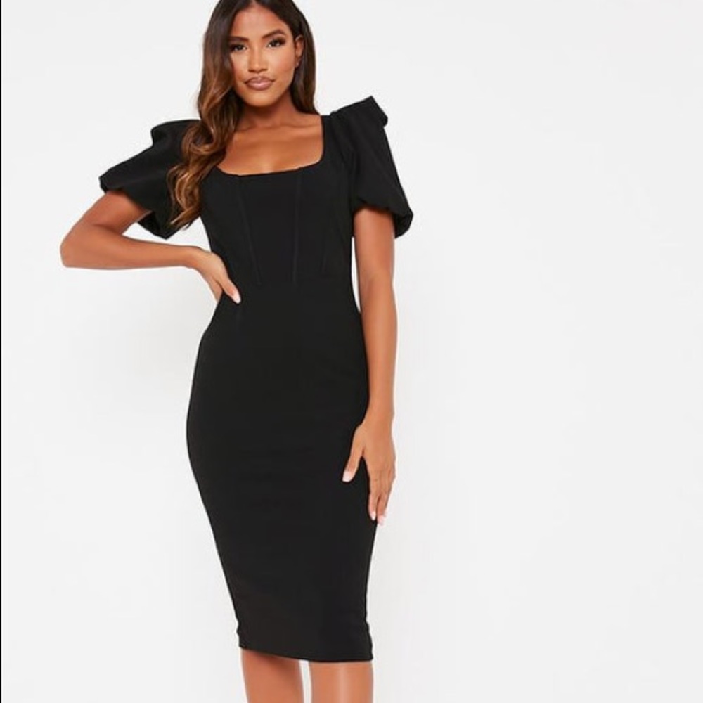 Puff Sleeve MIDI Dress